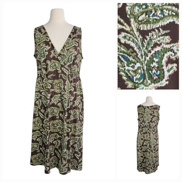 Tommy Hilfiger Floral Surplice Mini Dress Plus 1X Brown Pullover Elastic Waist - Picture 1 of 12